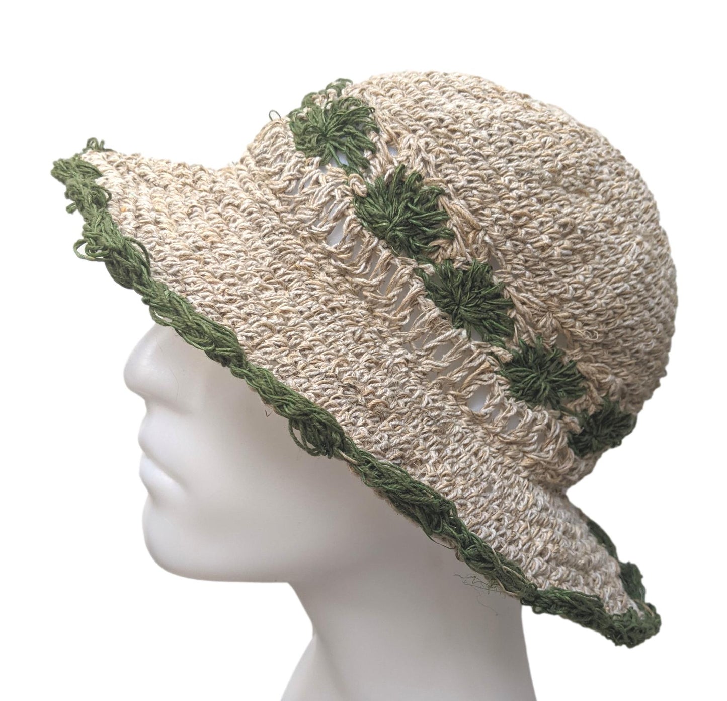 Hemp Bucket Hat - Green Trim