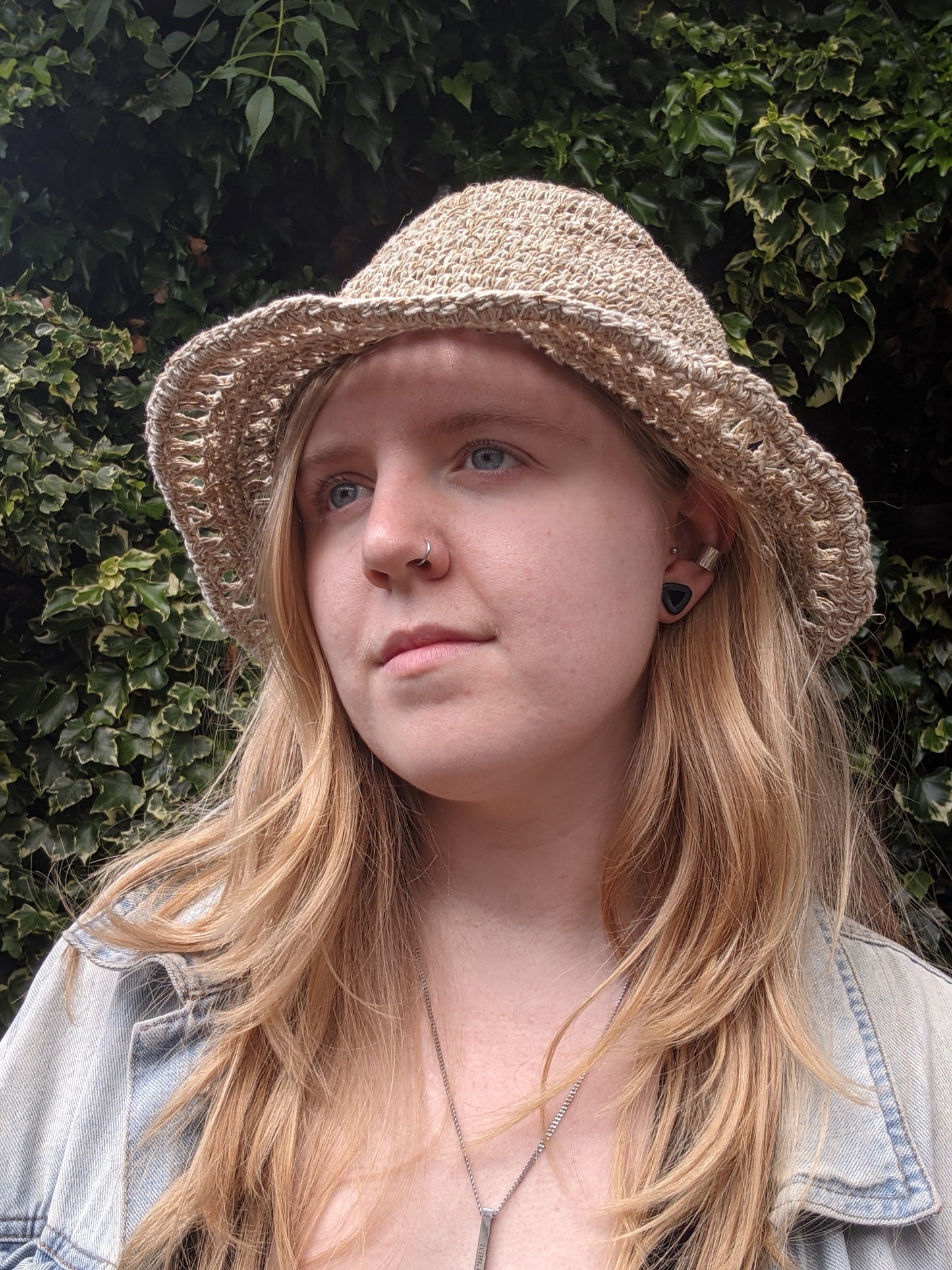 Hemp Bucket Hat - Crochet Trim