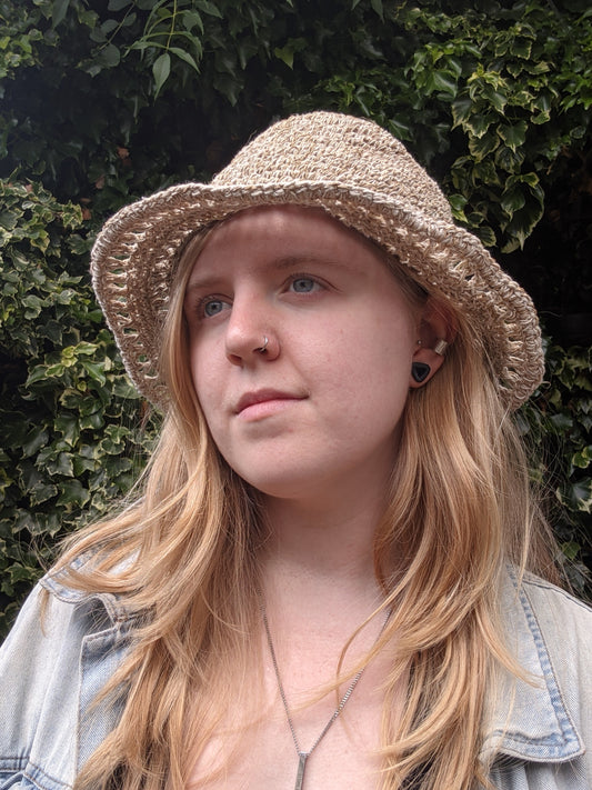 Hemp Bucket Hat - Crochet Trim