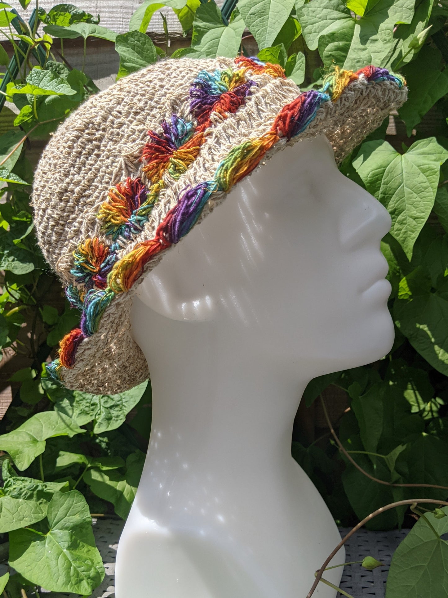 Hemp Bucket Hat - Rainbow Trim