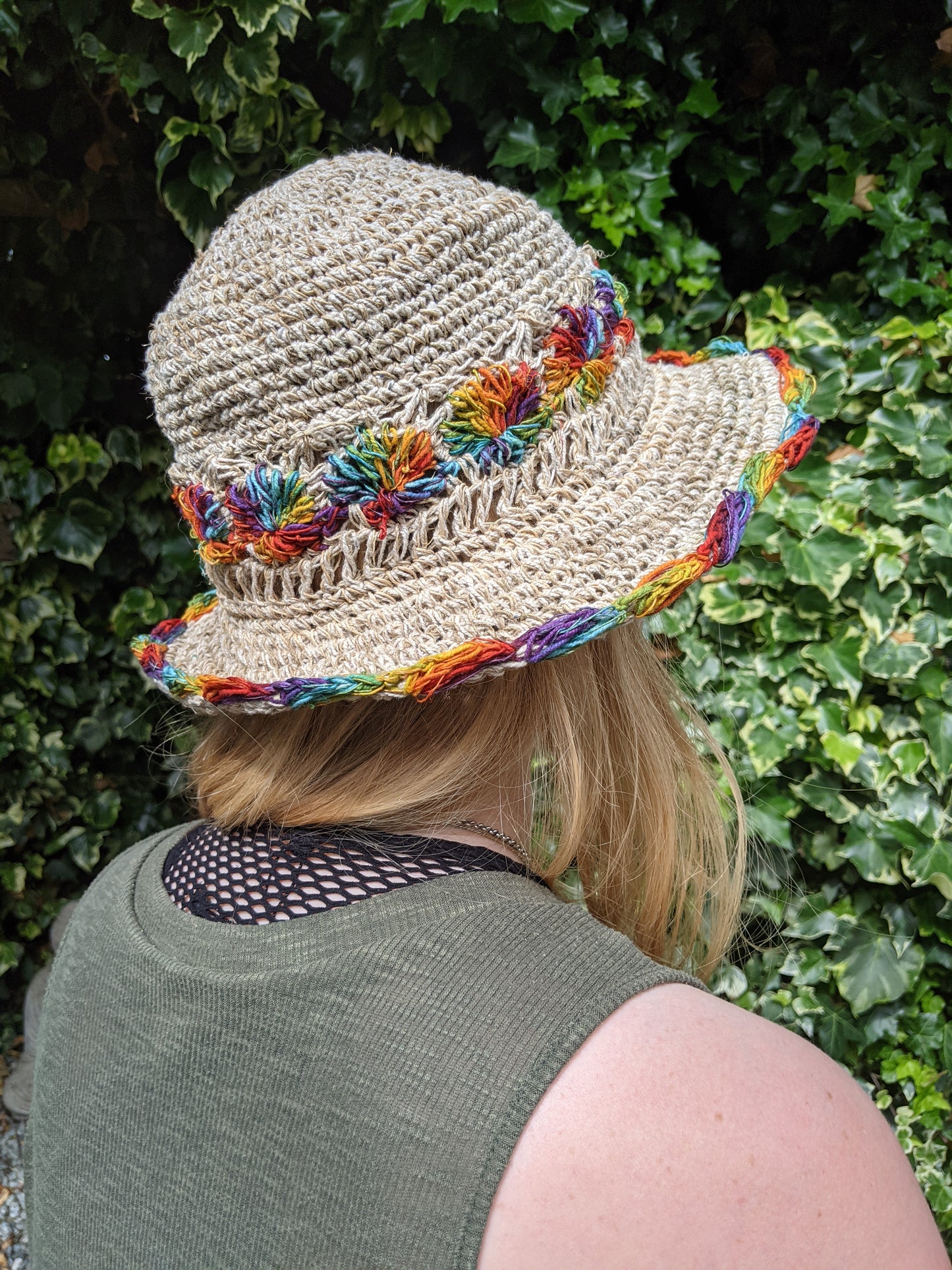Hemp Bucket Hat - Rainbow Trim