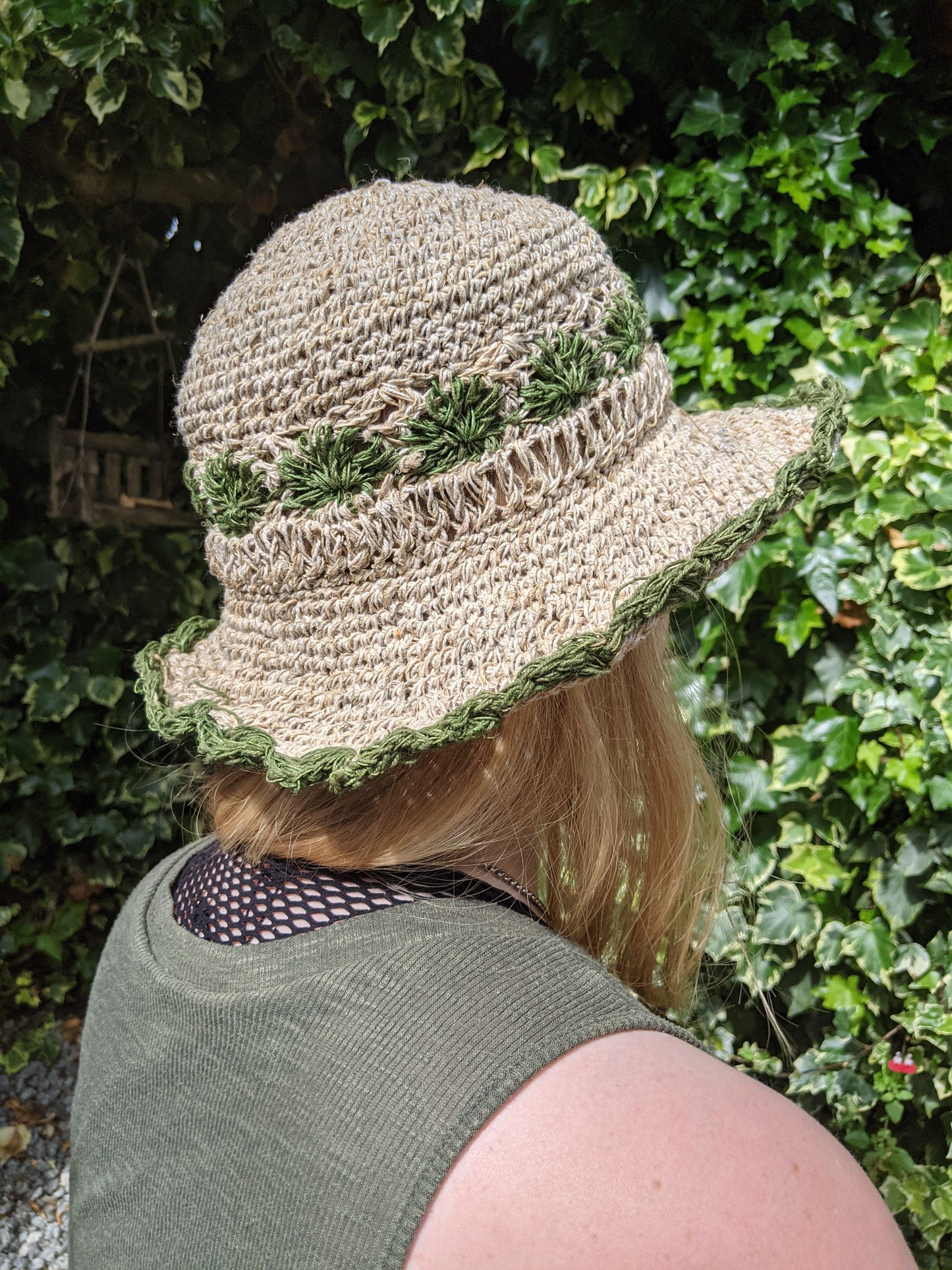 Hemp Bucket Hat - Green Trim