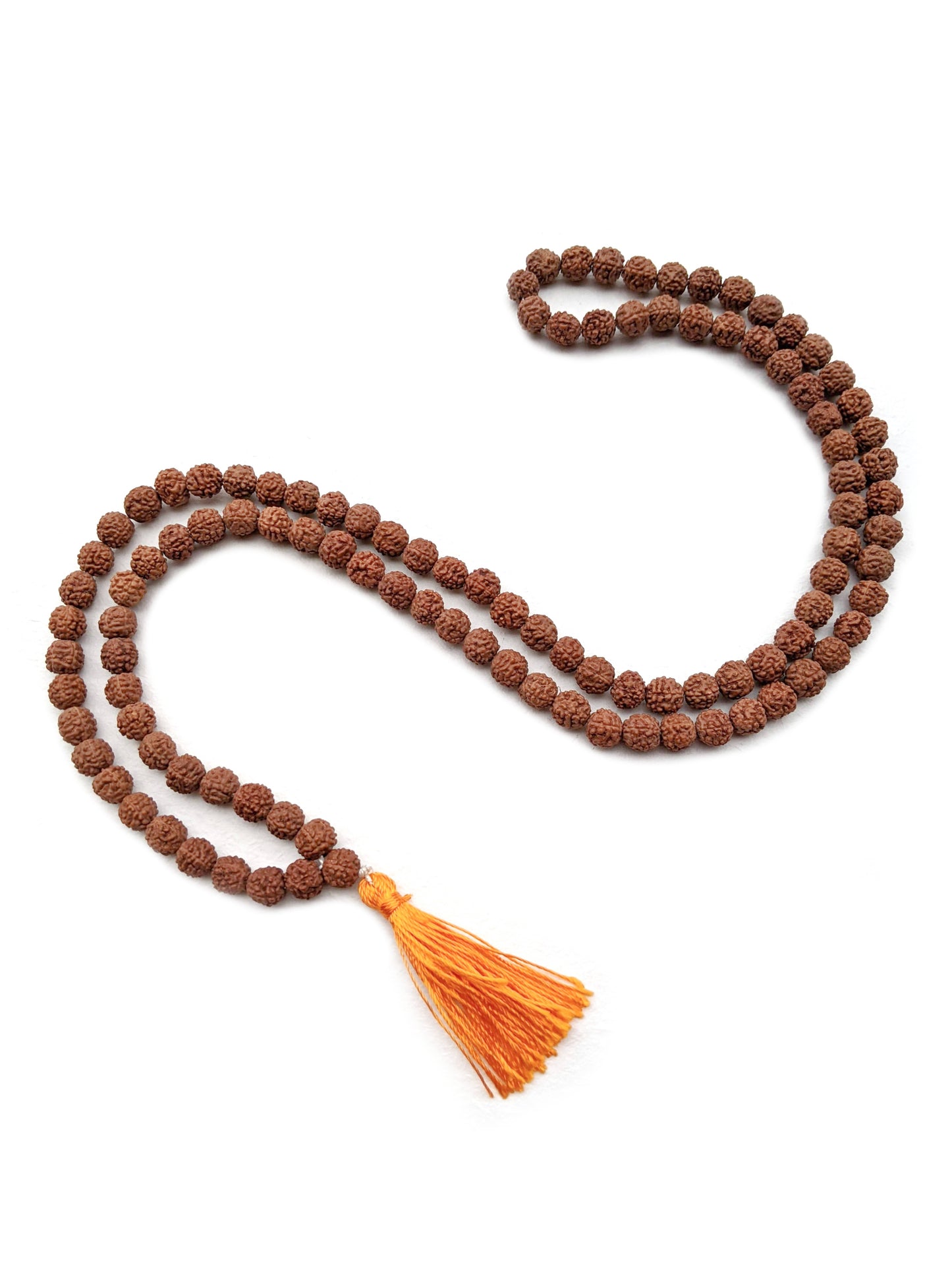 Rudraksha Mala Prayer Beads - Yellow Tassel