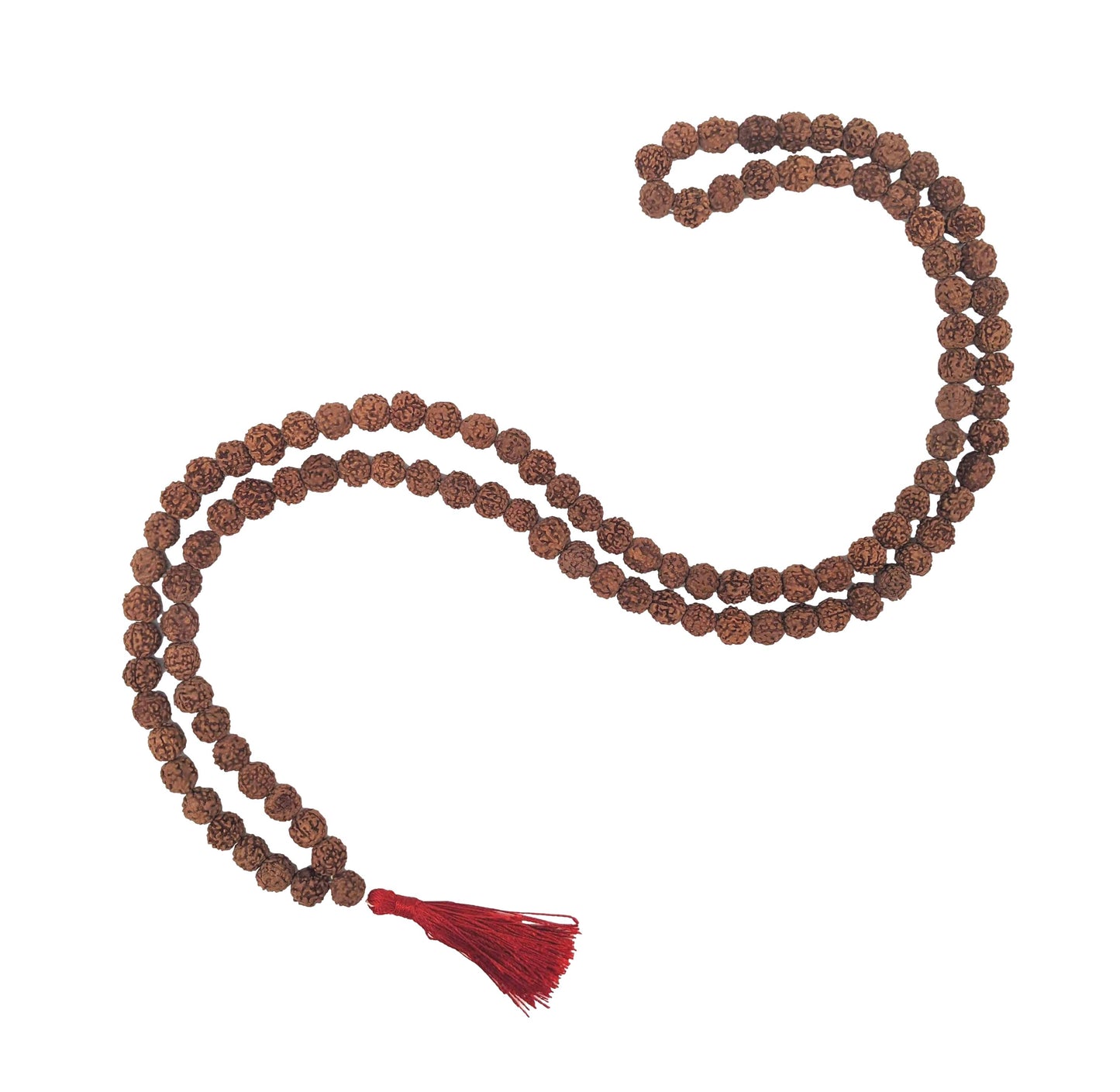 Rudraksha Mala Prayer Beads - Red Tassel