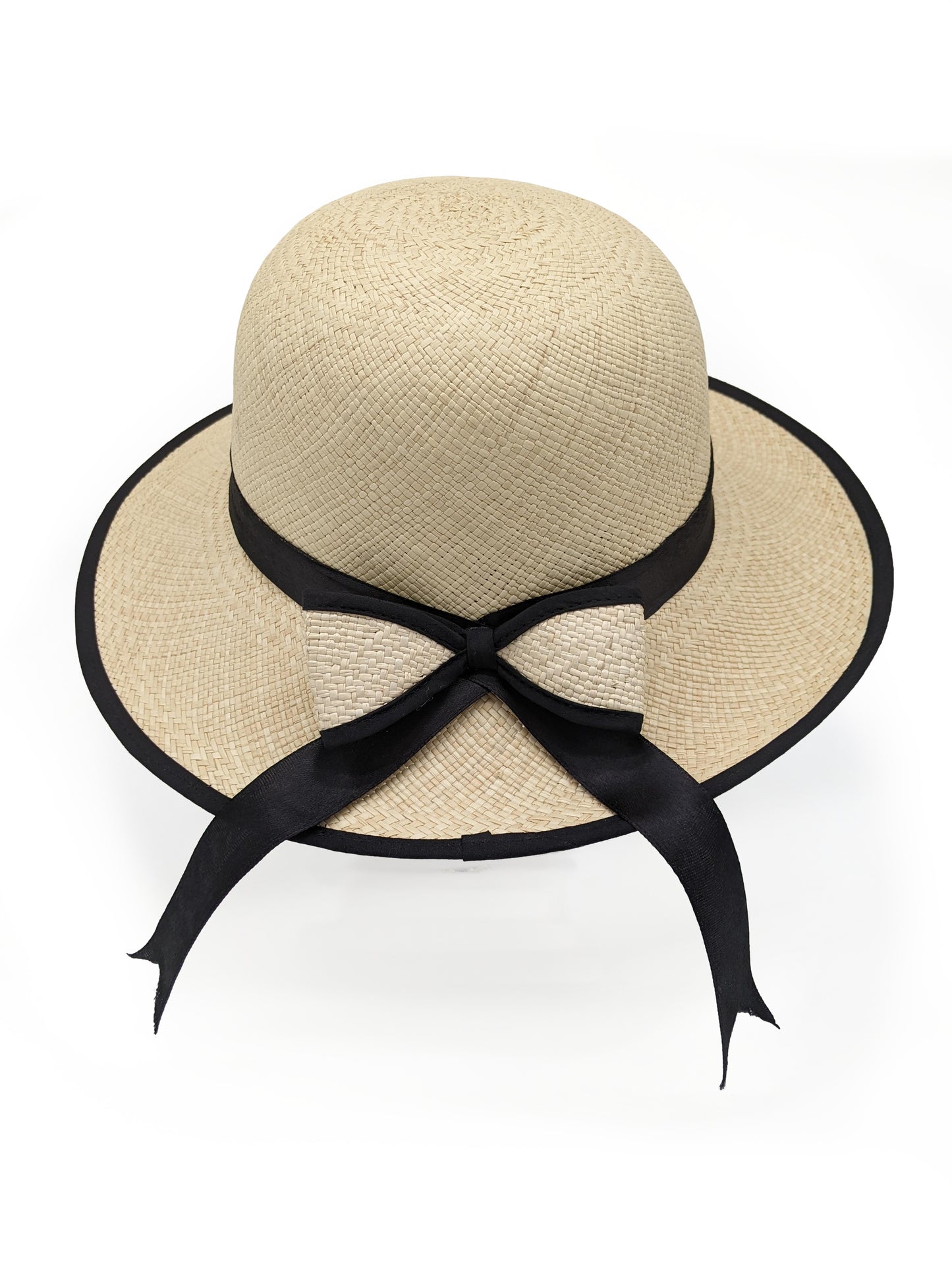 Ladies Panama Hat with Black Bow
