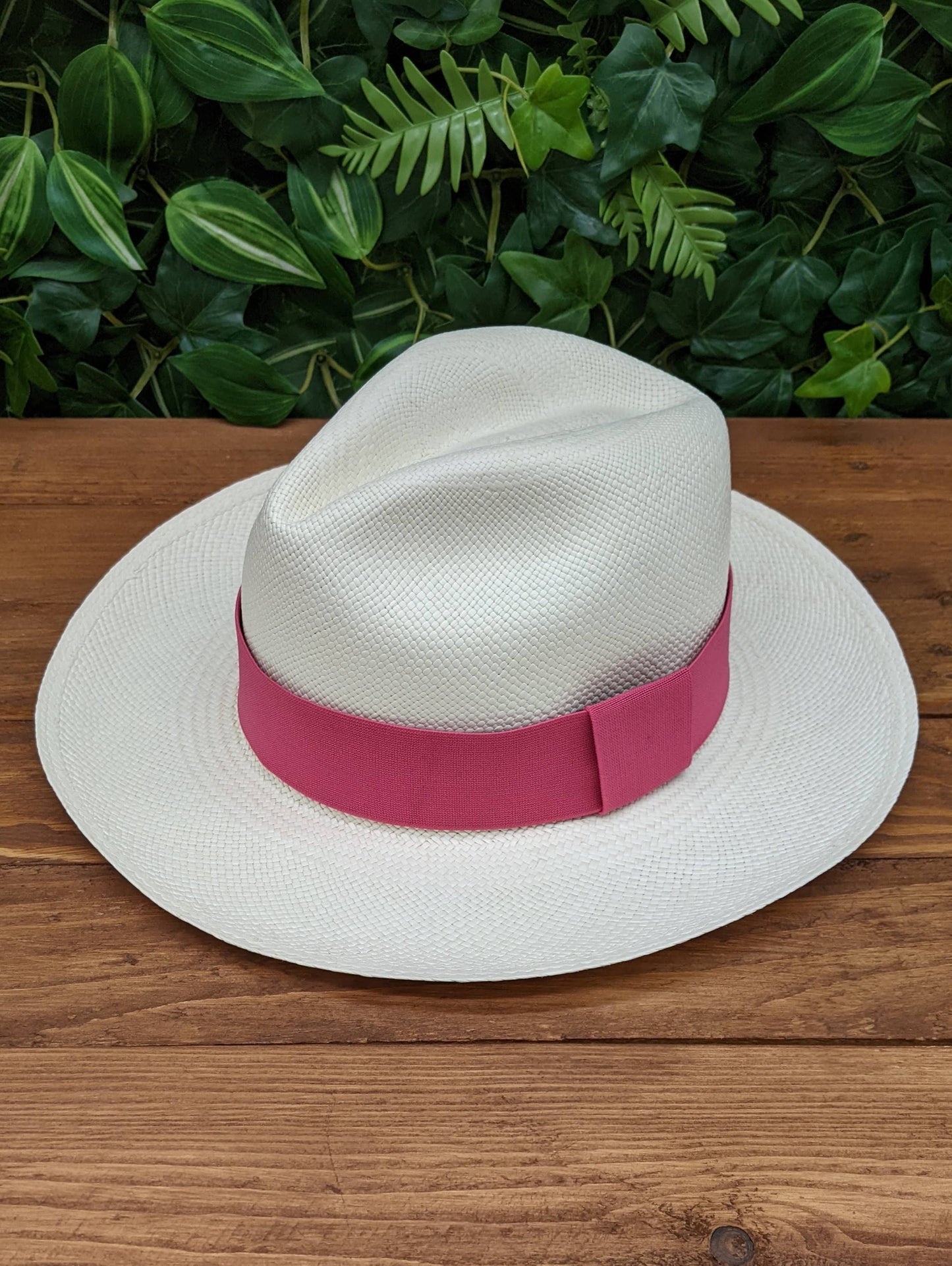 White Panama with Magenta Pink Band