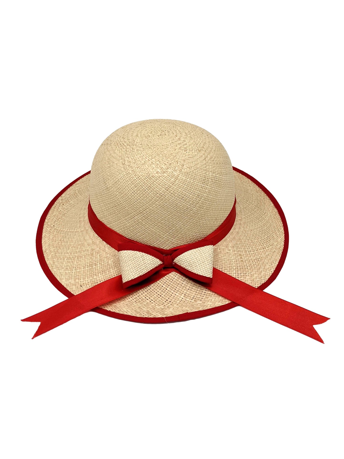 Ladies Panama Hat with Red Bow