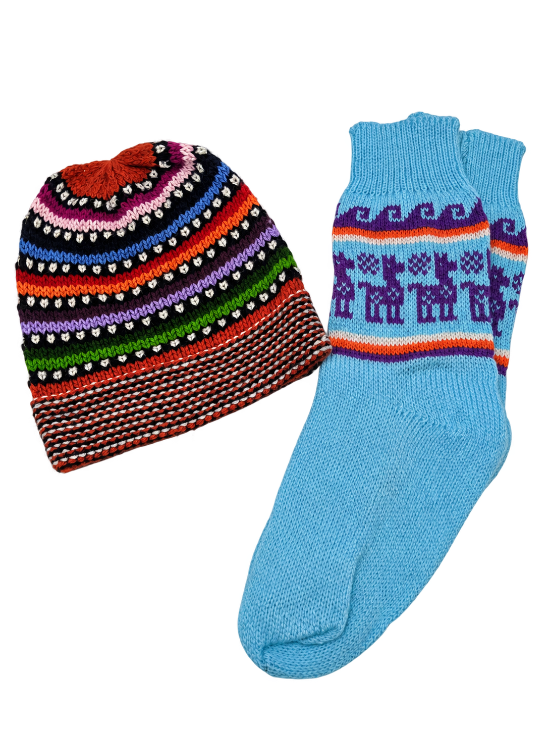 Alpaca Wool Beanie Hat & Socks Set