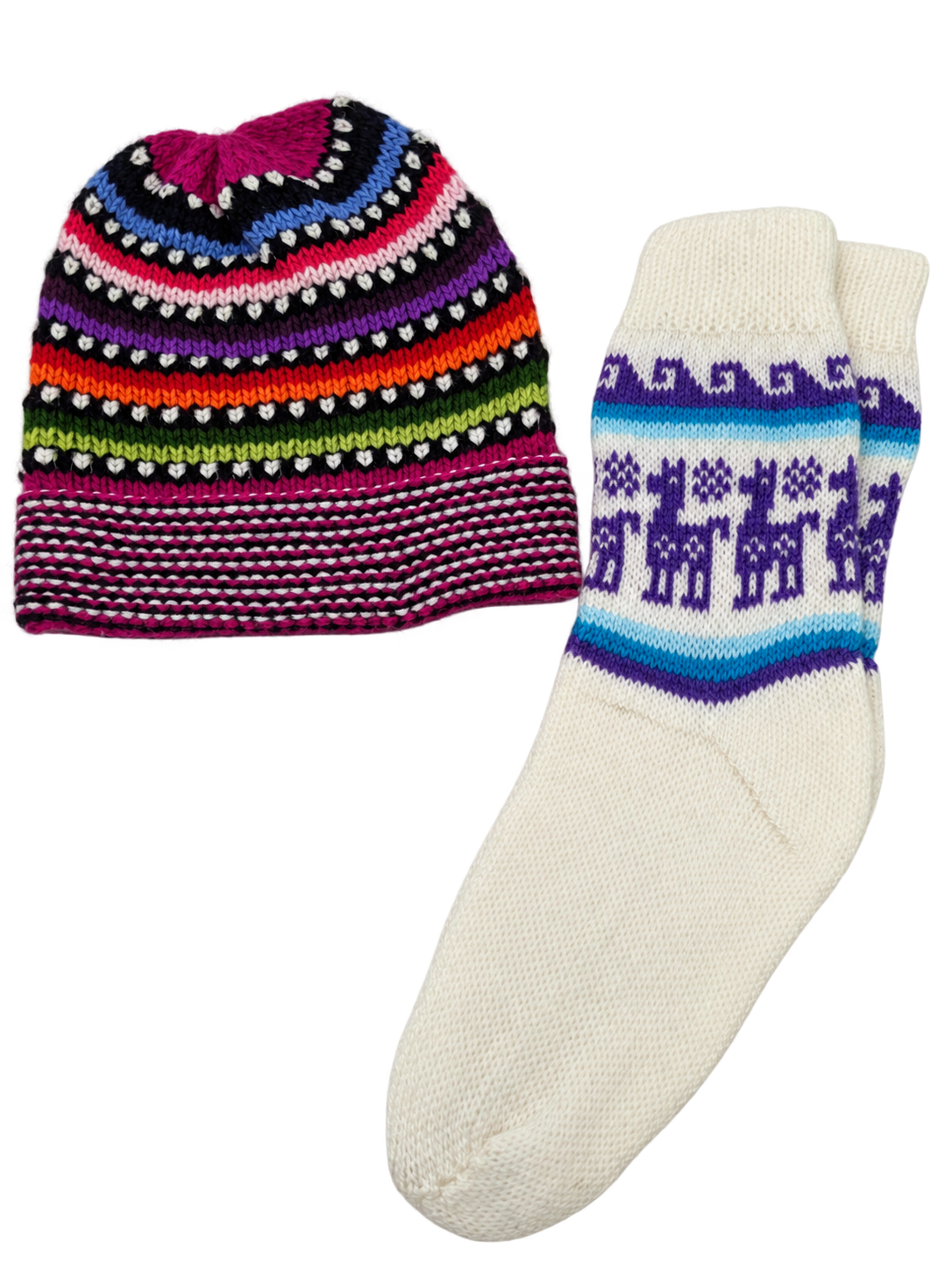 Alpaca Wool Beanie Hat & Socks Set