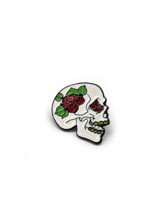 Hat Pin - Roses Skull