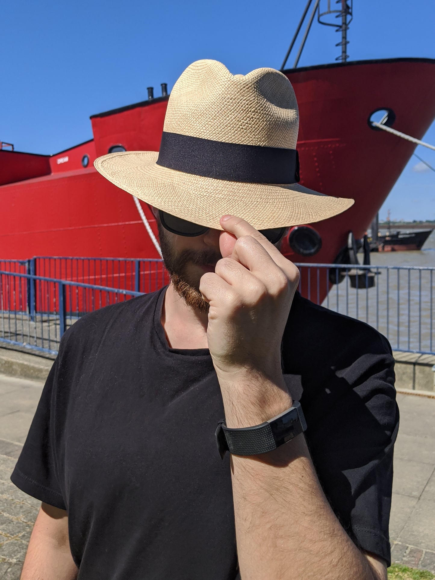 Natural Panama Hat with Brown Band - Travel Tube