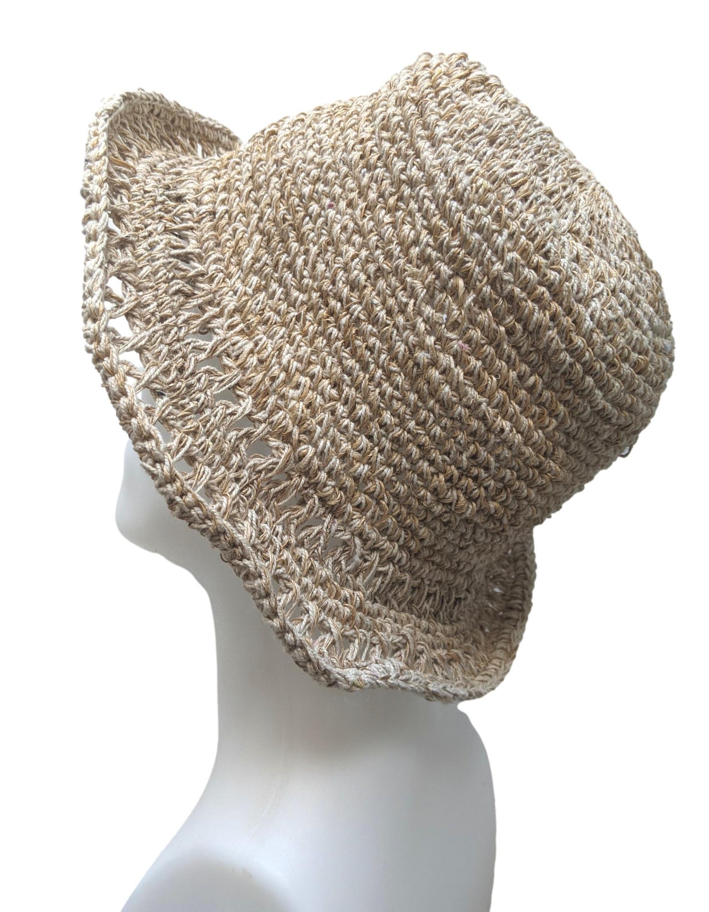 Hemp Bucket Hat - Crochet Trim